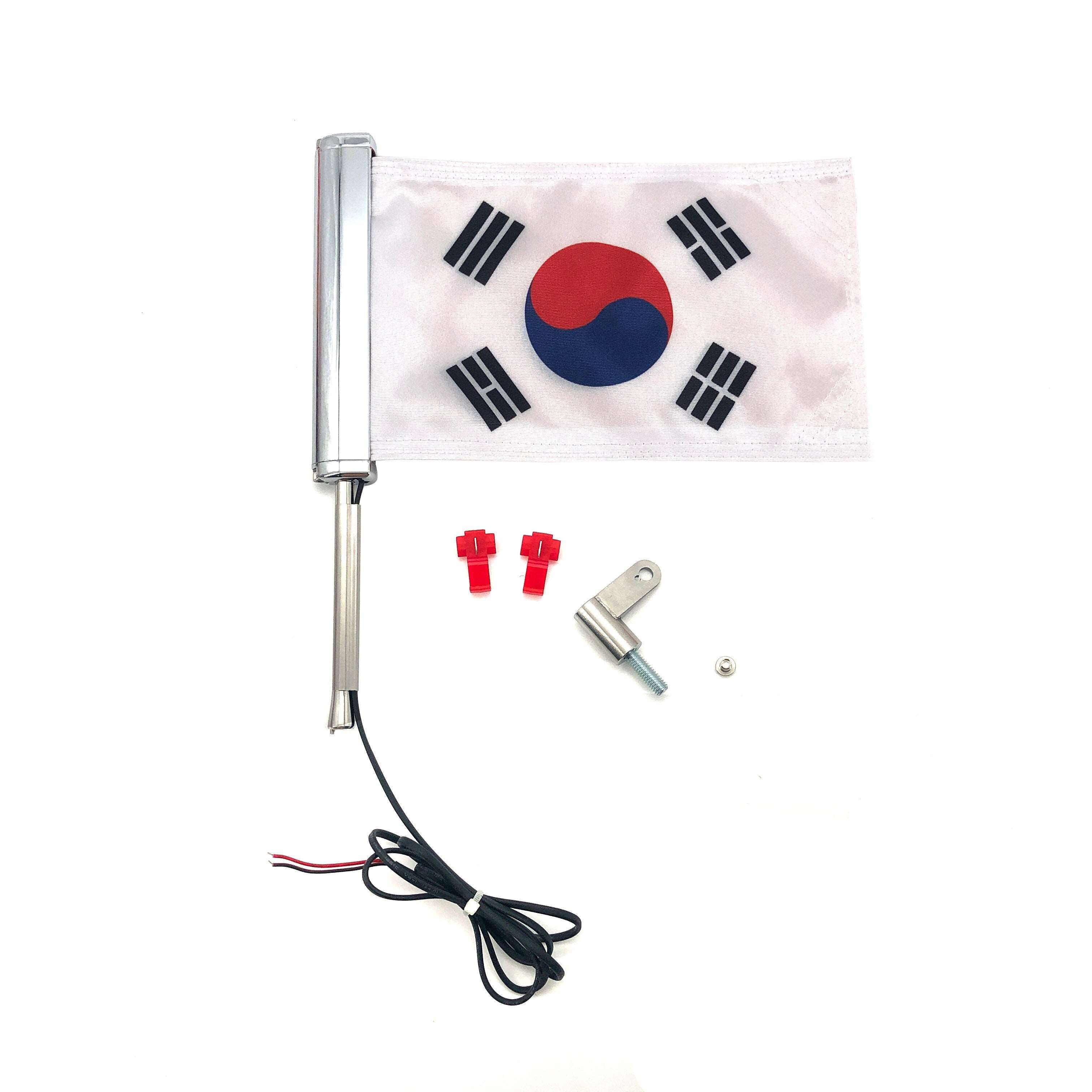 For Harley-Davidson Street Glide Road Flag Set 2014-2023 Motorcycle LED Lights With Flagpole Bracket Chrome Plated R