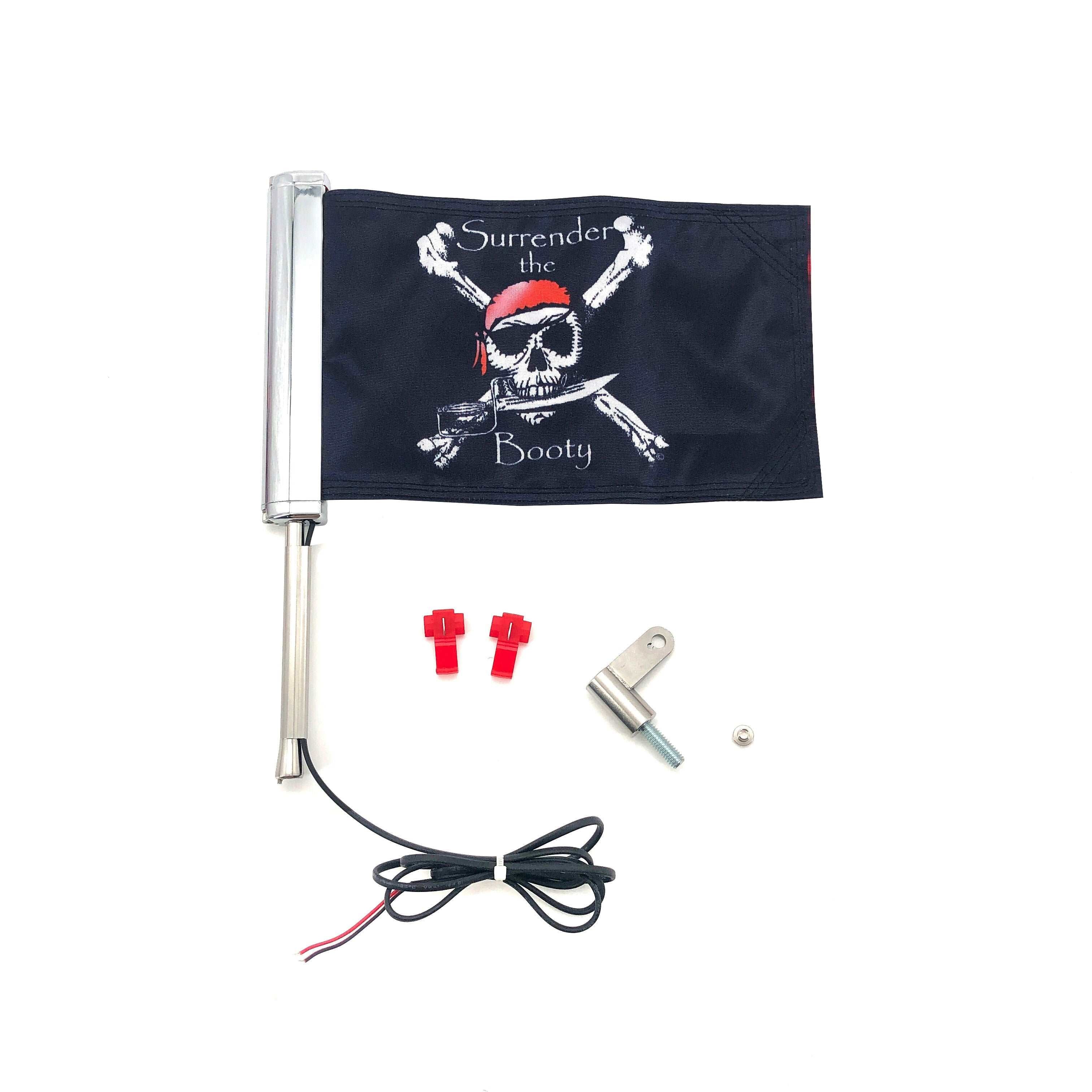 For Harley-Davidson Street Glide Road Flag Set 2014-2023 Motorcycle LED Lights With Flagpole Bracket Chrome Plated R