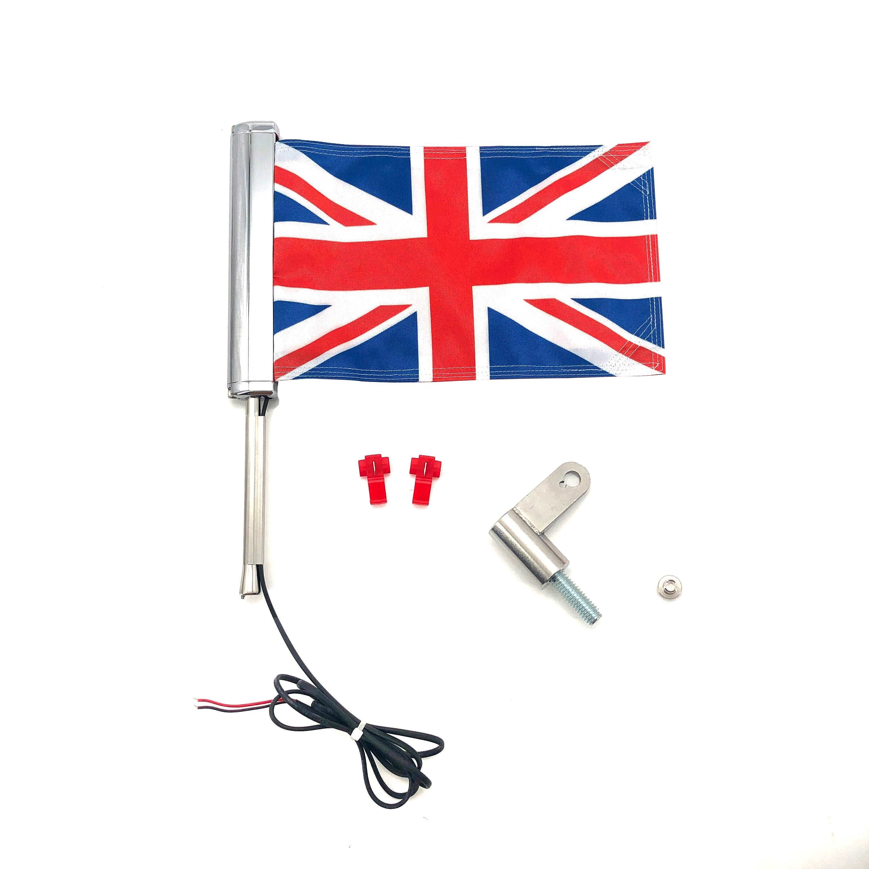 For Harley-Davidson Street Glide Road Flag Set 2014-2023 Motorcycle LED Lights With Flagpole Bracket Chrome Plated R
