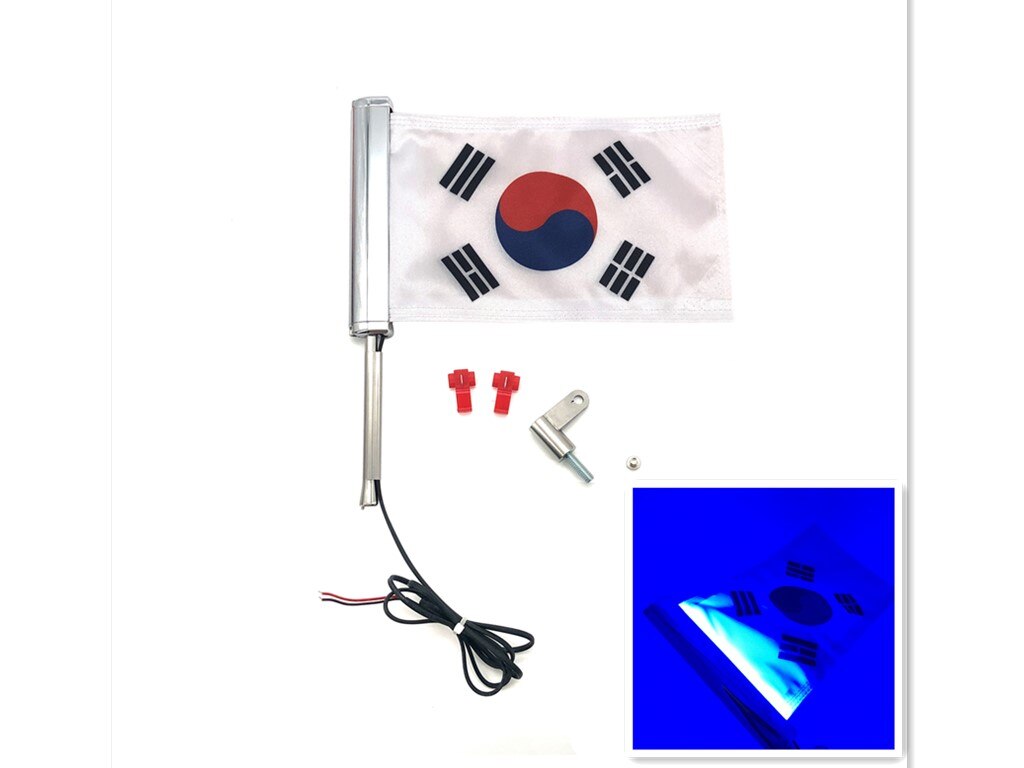 For Harley-Davidson Street Glide Road Flag Set 2014-2023 Motorcycle LED Lights With Flagpole Bracket Chrome Plated R