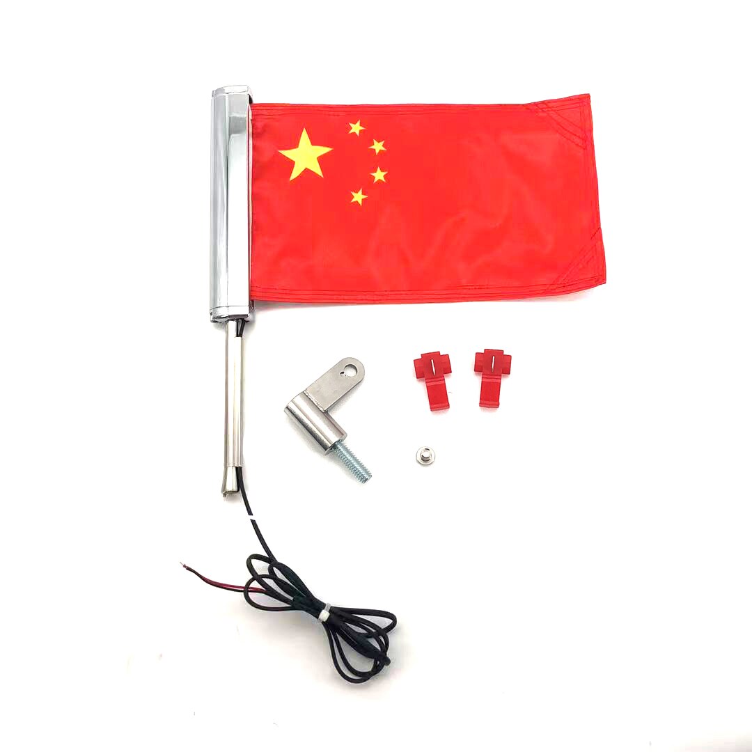 For Harley-Davidson Street Glide Road Flag Set 2014-2023 Motorcycle LED Lights With Flagpole Bracket Chrome Plated R