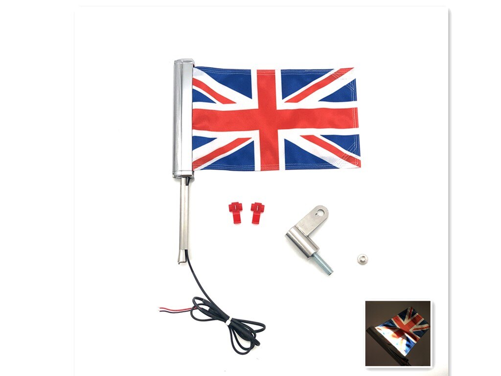 For Harley-Davidson Street Glide Road Flag Set 2014-2023 Motorcycle LED Lights With Flagpole Bracket Chrome Plated R