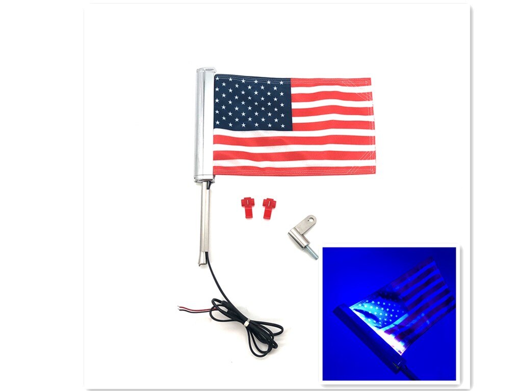 For Harley-Davidson Street Glide Road Flag Set 2014-2023 Motorcycle LED Lights With Flagpole Bracket Chrome Plated R