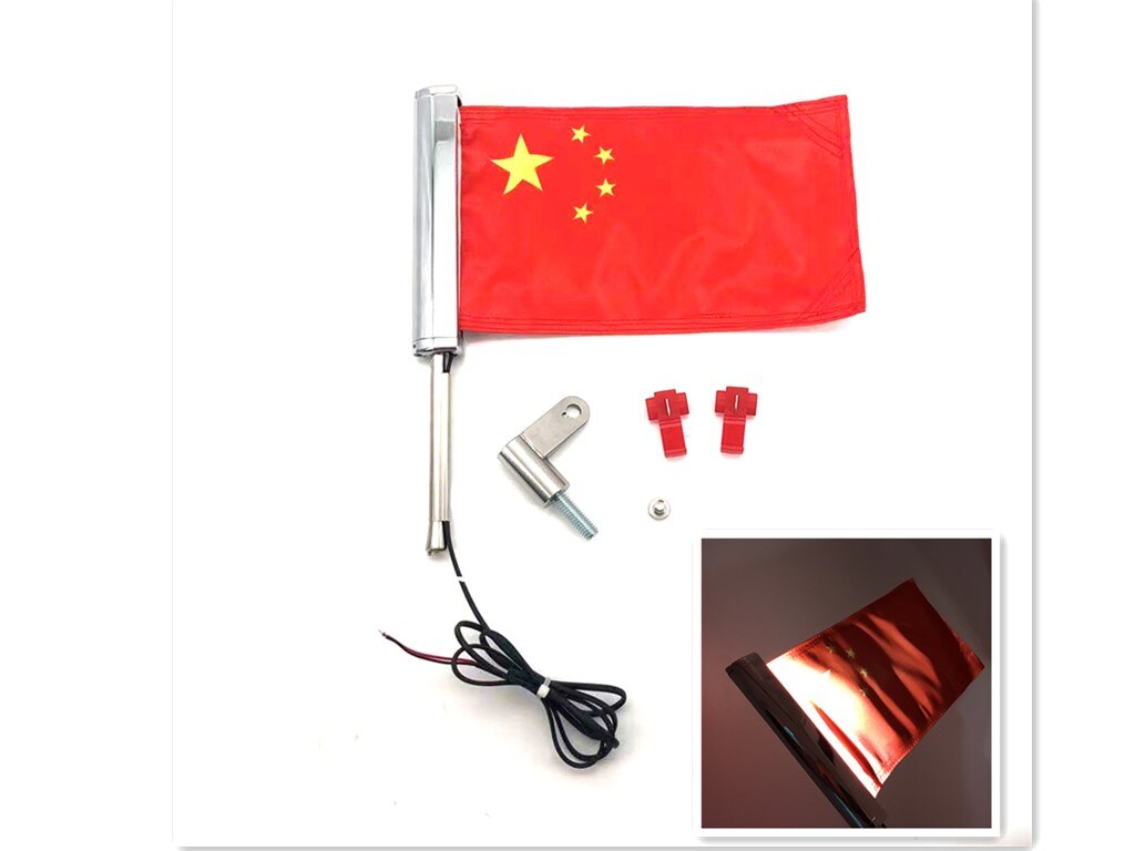 For Harley-Davidson Street Glide Road Flag Set 2014-2023 Motorcycle LED Lights With Flagpole Bracket Chrome Plated R