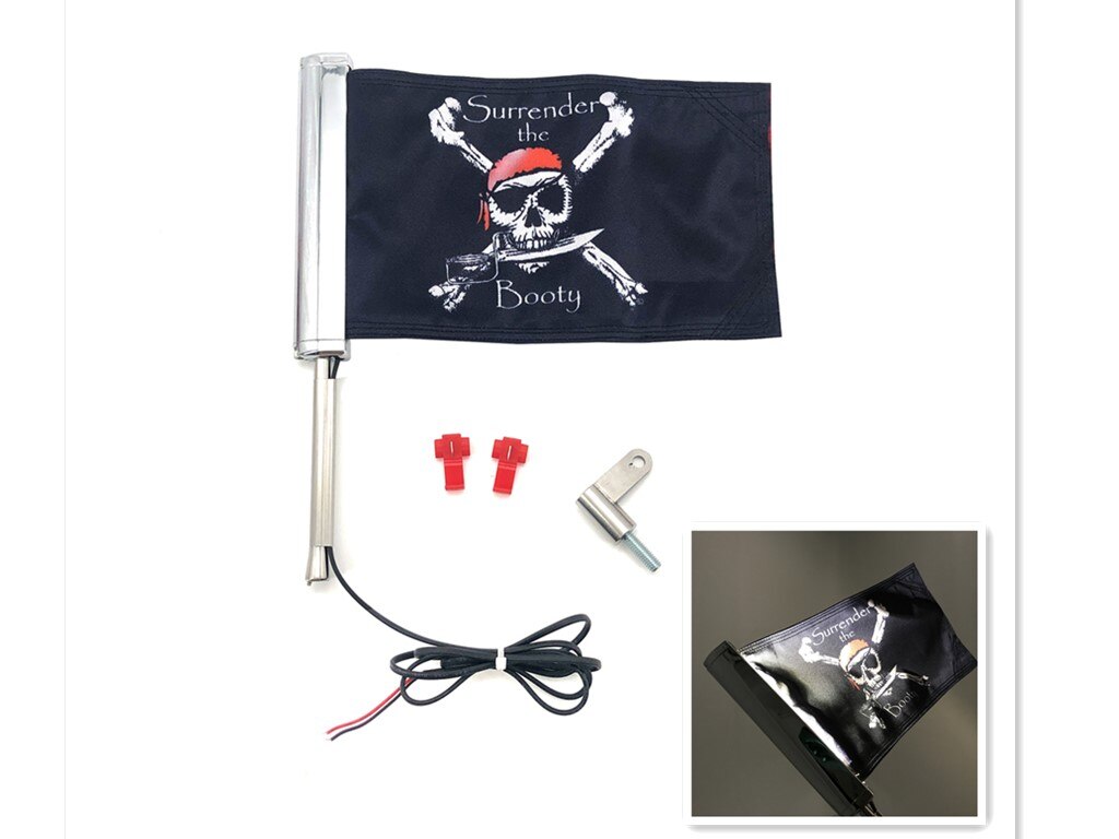 For Harley-Davidson Street Glide Road Flag Set 2014-2023 Motorcycle LED Lights With Flagpole Bracket Chrome Plated R