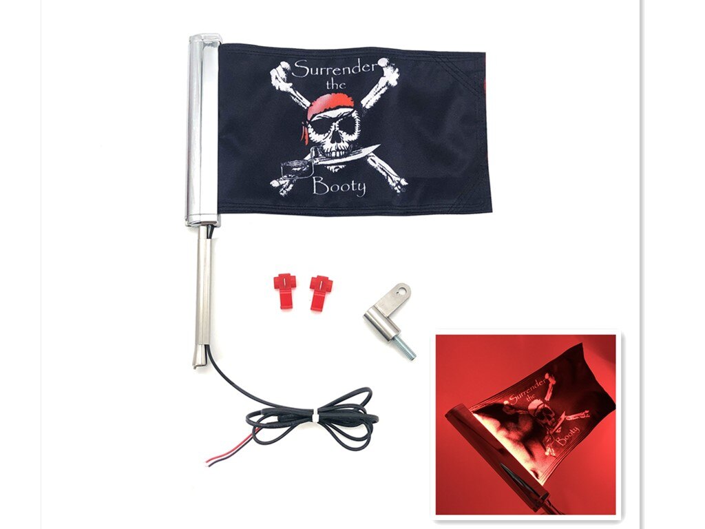 For Harley-Davidson Street Glide Road Flag Set 2014-2023 Motorcycle LED Lights With Flagpole Bracket Chrome Plated R