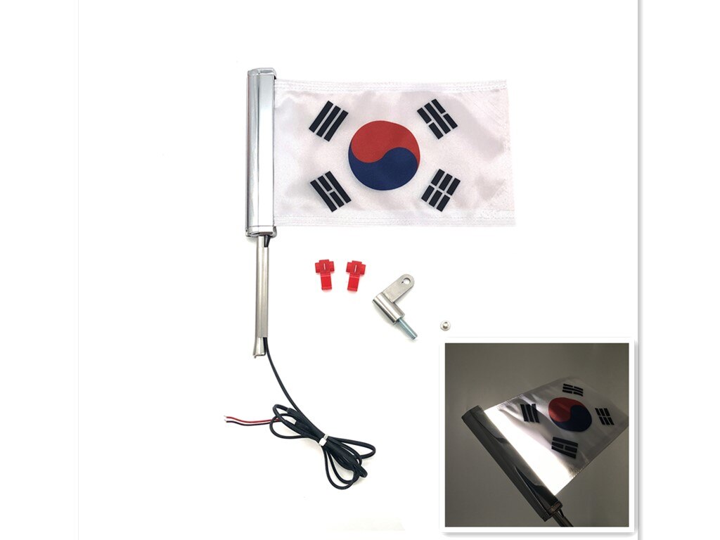 For Harley-Davidson Street Glide Road Flag Set 2014-2023 Motorcycle LED Lights With Flagpole Bracket Chrome Plated R