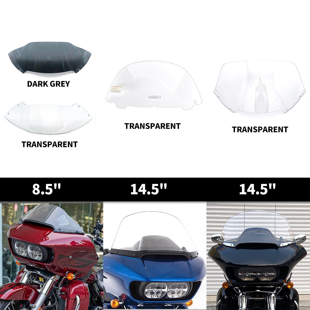 Windschutzscheibe Windschutzscheibe für Harley Double Light Road Gliding Dunkelgrau Transparent Windschutz Außenteile 2015–2023 PC