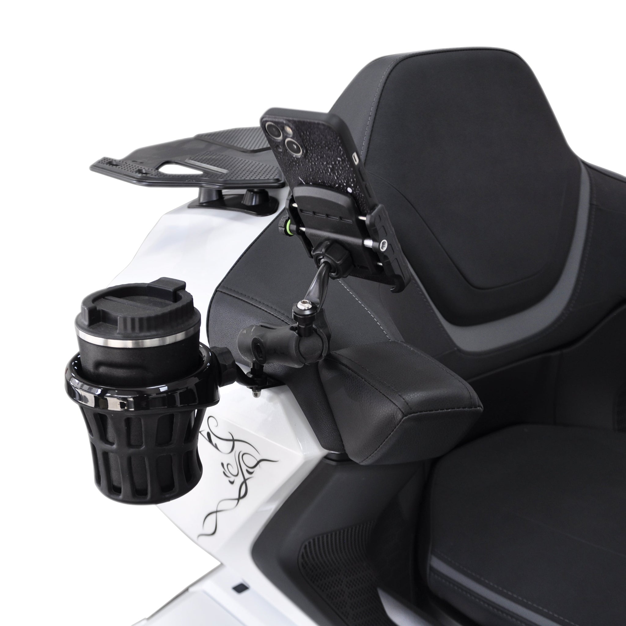 Panical Passenger Trunk Luggage Rack Cup Holder Phone Holder Extension Bracket Bar For Honda Gold Wing GL1800 2018-2025 Black