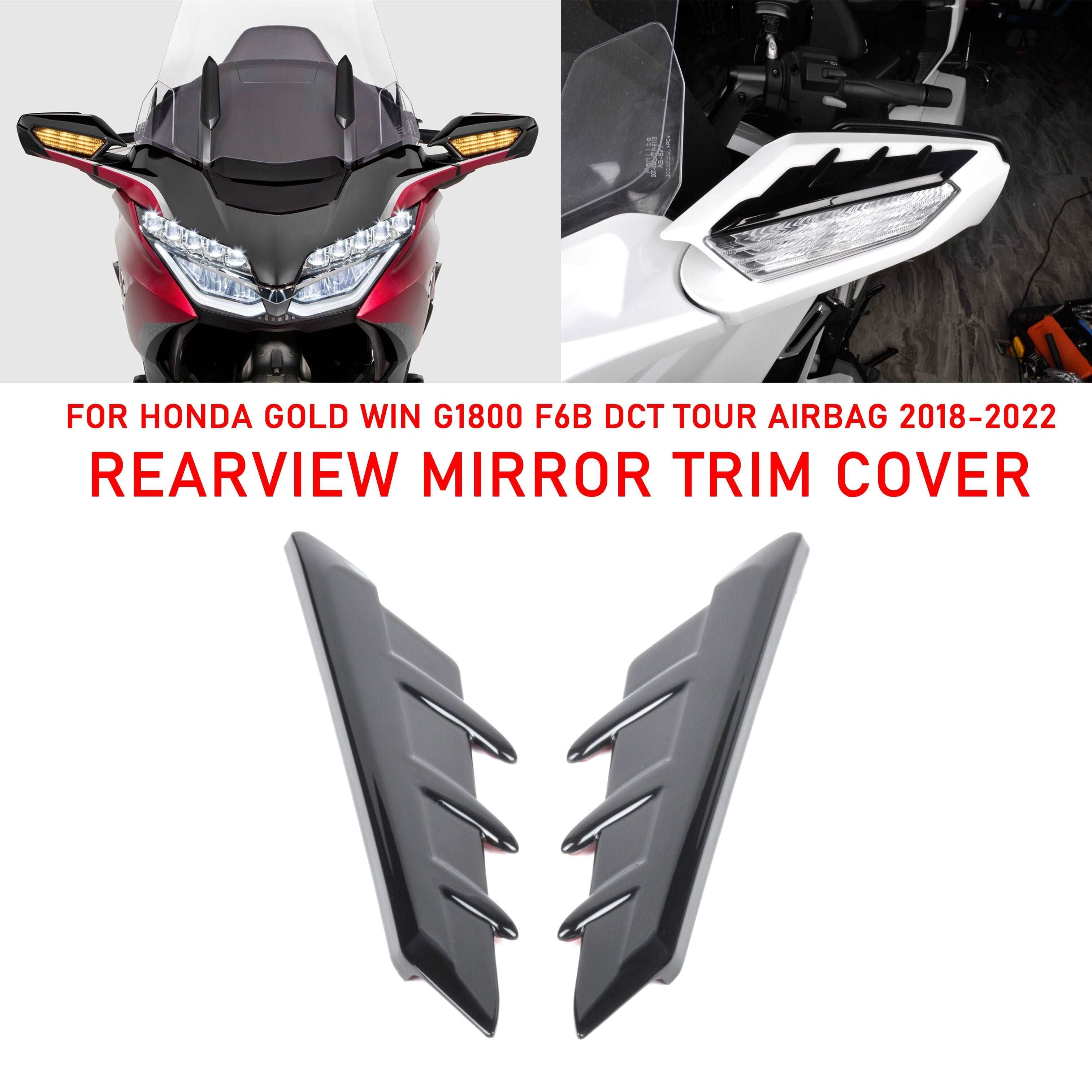 2018-2023 For Honda Goldwing GL1800 F6B Motorcycle Rear View Side Mirror Trims Turn Signal Decorative Cover Trim Kit Black
