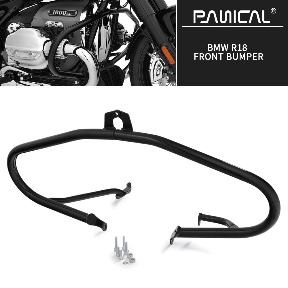 Panical Motorcycle Bullbar Engine Guard for BMW R18 R 18 Classic 2021-2023 Bumper Frame Slider Pad Protection Accessories Anti Crash Pad Protector (Color : Black)