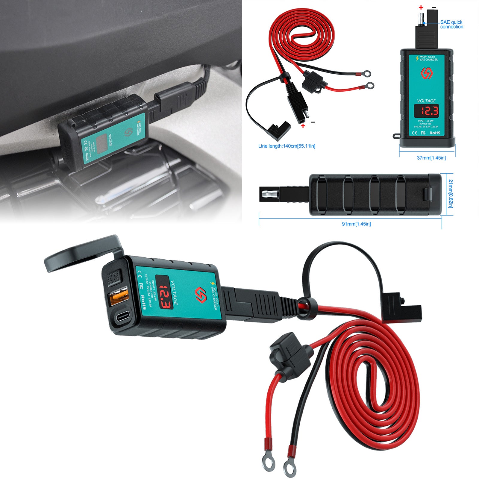 Panical For Honda Goldwing GL1800 F6B 2018-2026 Non-destructive installation Phone Battery Charger Dual USB Accessory Socket