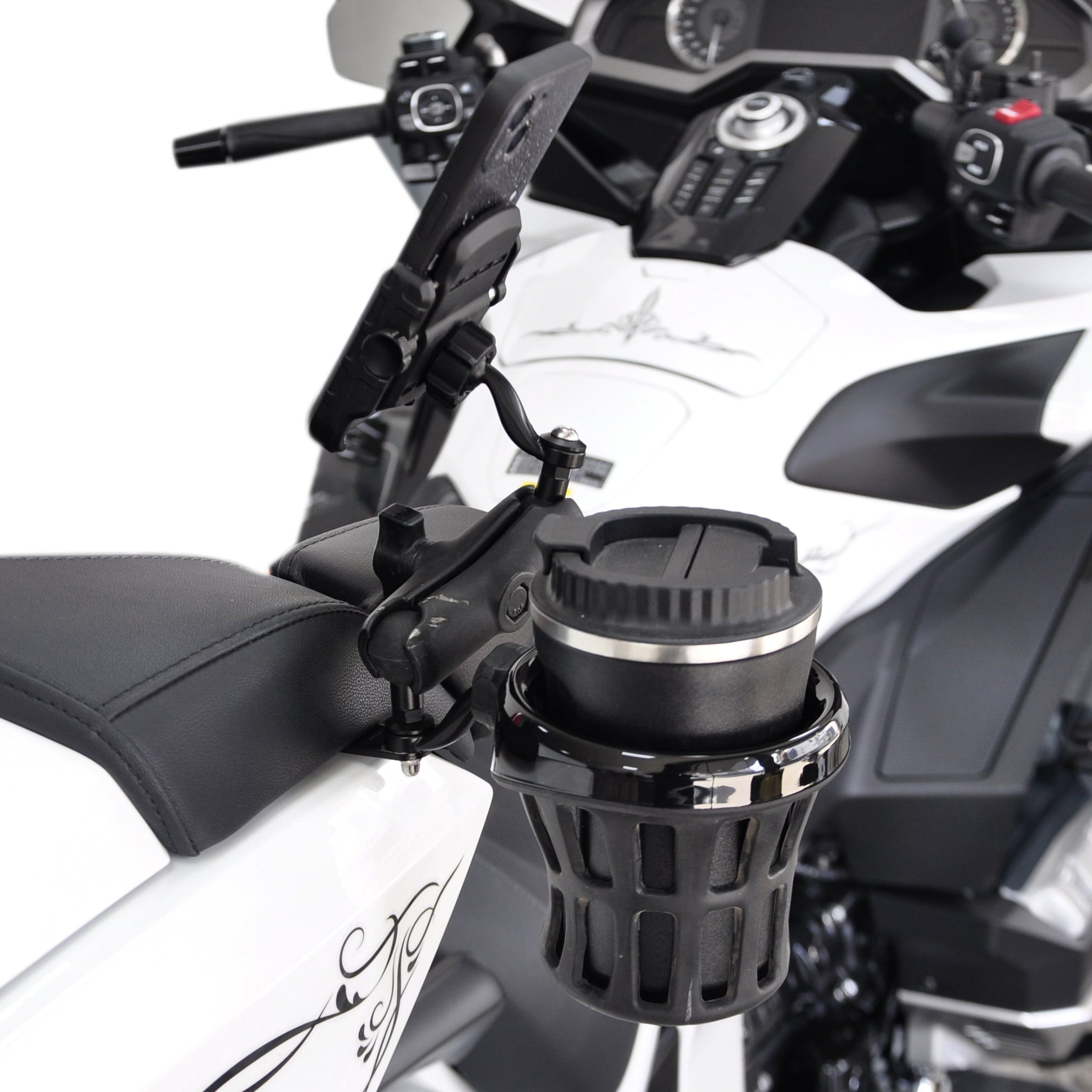 Panical Passenger Trunk Luggage Rack Cup Holder Phone Holder Extension Bracket Bar For Honda Gold Wing GL1800 2018-2025 Black