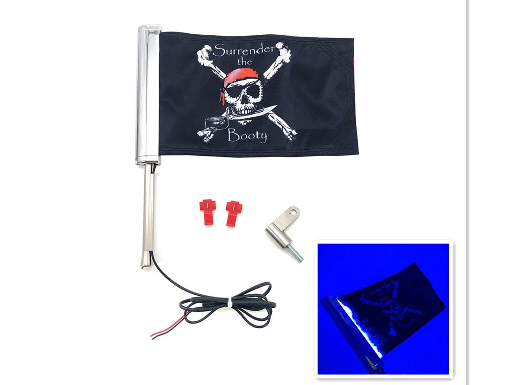 For Harley-Davidson Street Glide Road Flag Set 2014-2023 Motorcycle LED Lights With Flagpole Bracket Chrome Plated  R