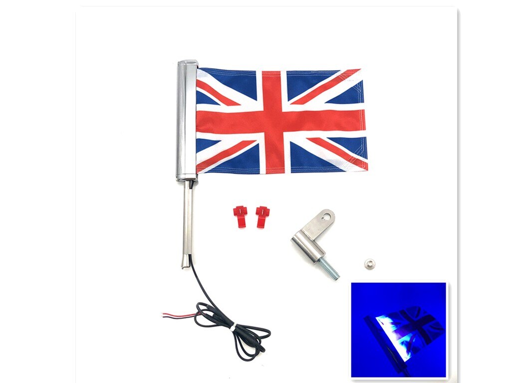 For Harley-Davidson Street Glide Road Flag Set 2014-2023 Motorcycle LED Lights With Flagpole Bracket Chrome Plated  R